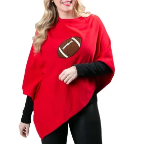 Top It Off - Holly Poncho- Football- Red- Fall 2023