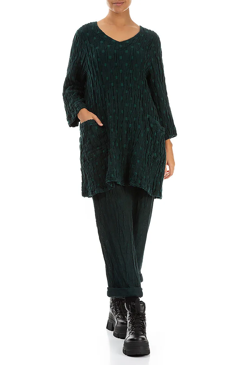 Twin Pockets Emerald Textured Linen Tunic