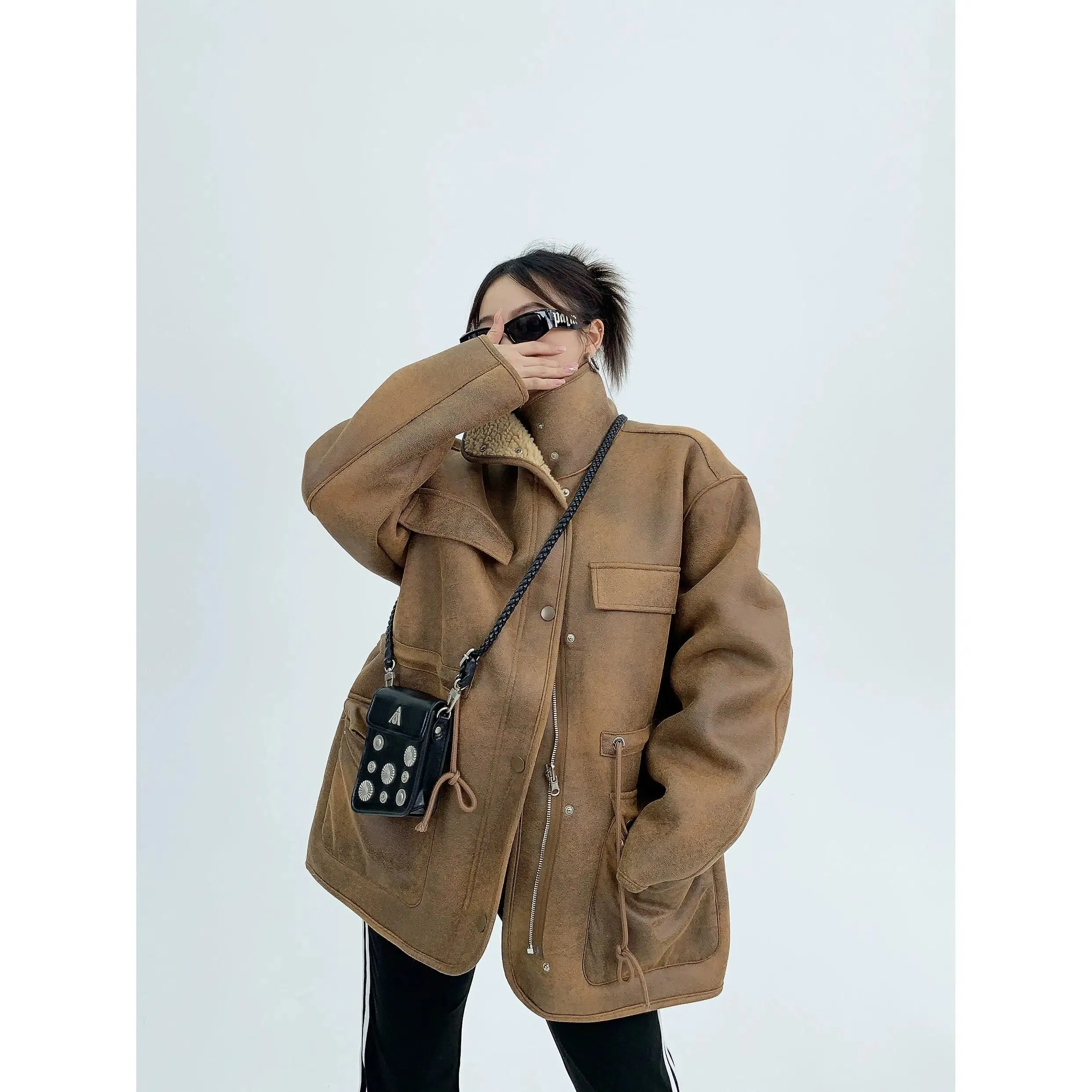 Velvet Oversized Shearling Coat