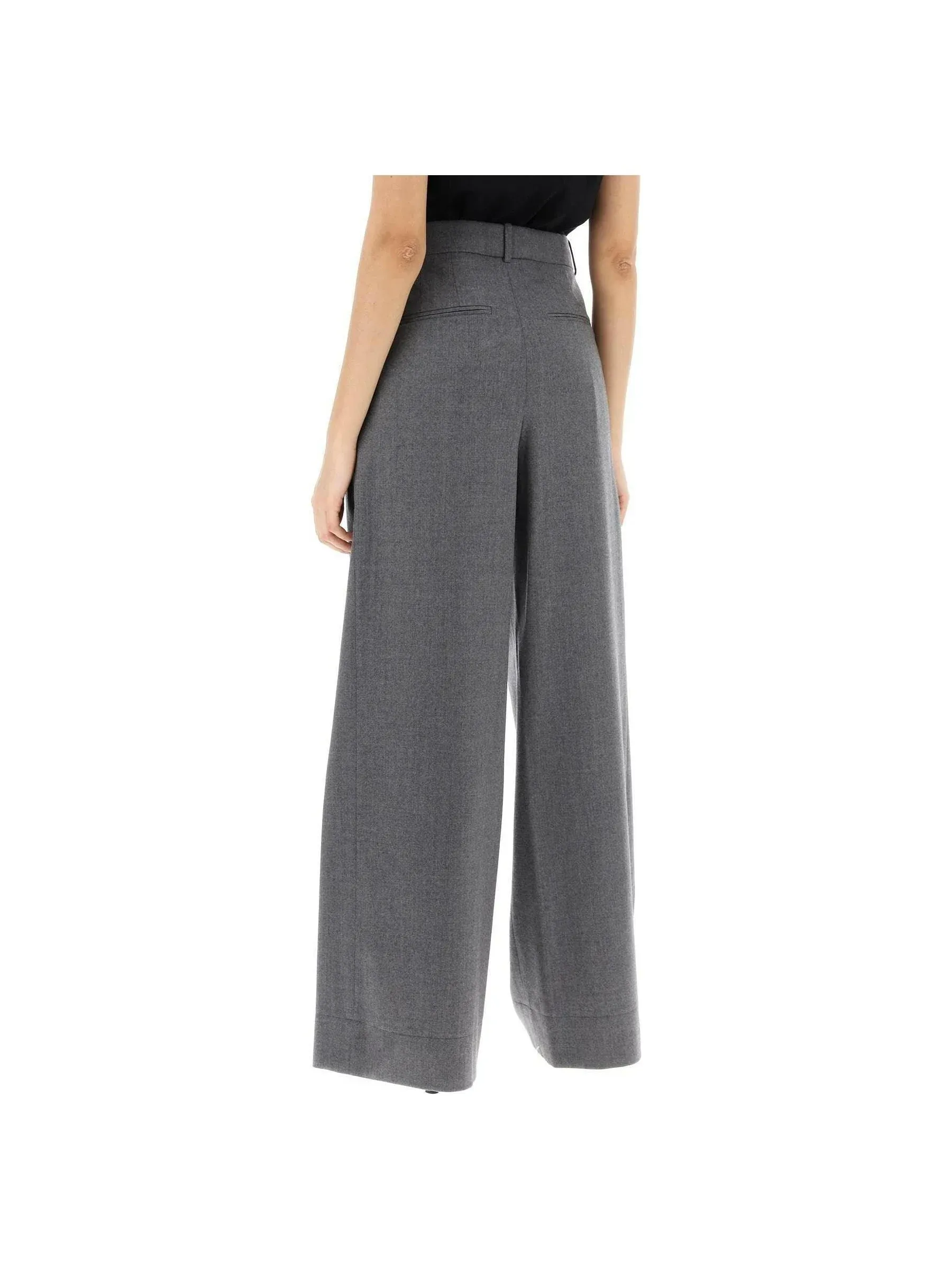 Wide-Leg Flannel Trousers