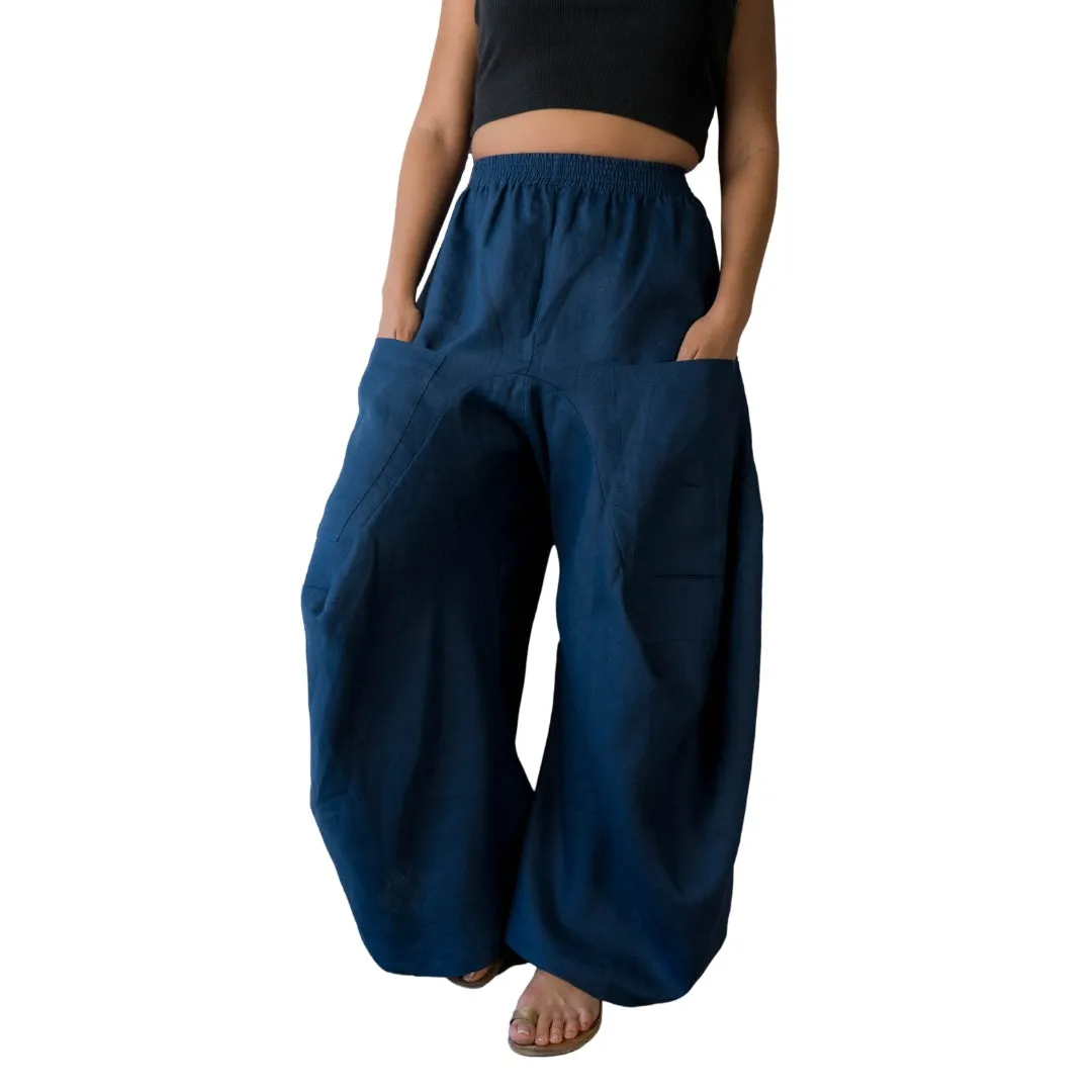 Wide Leg Linen Pants - Nudo