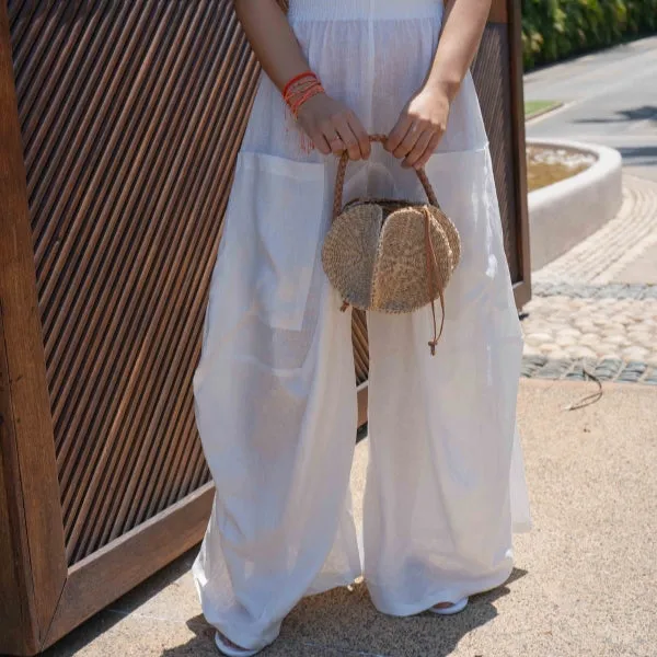 Wide Leg Linen Pants - Nudo