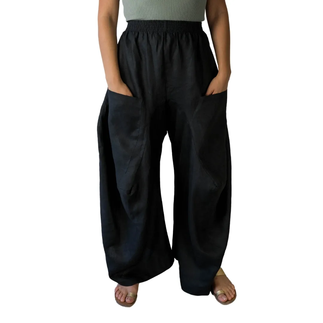 Wide Leg Linen Pants - Nudo