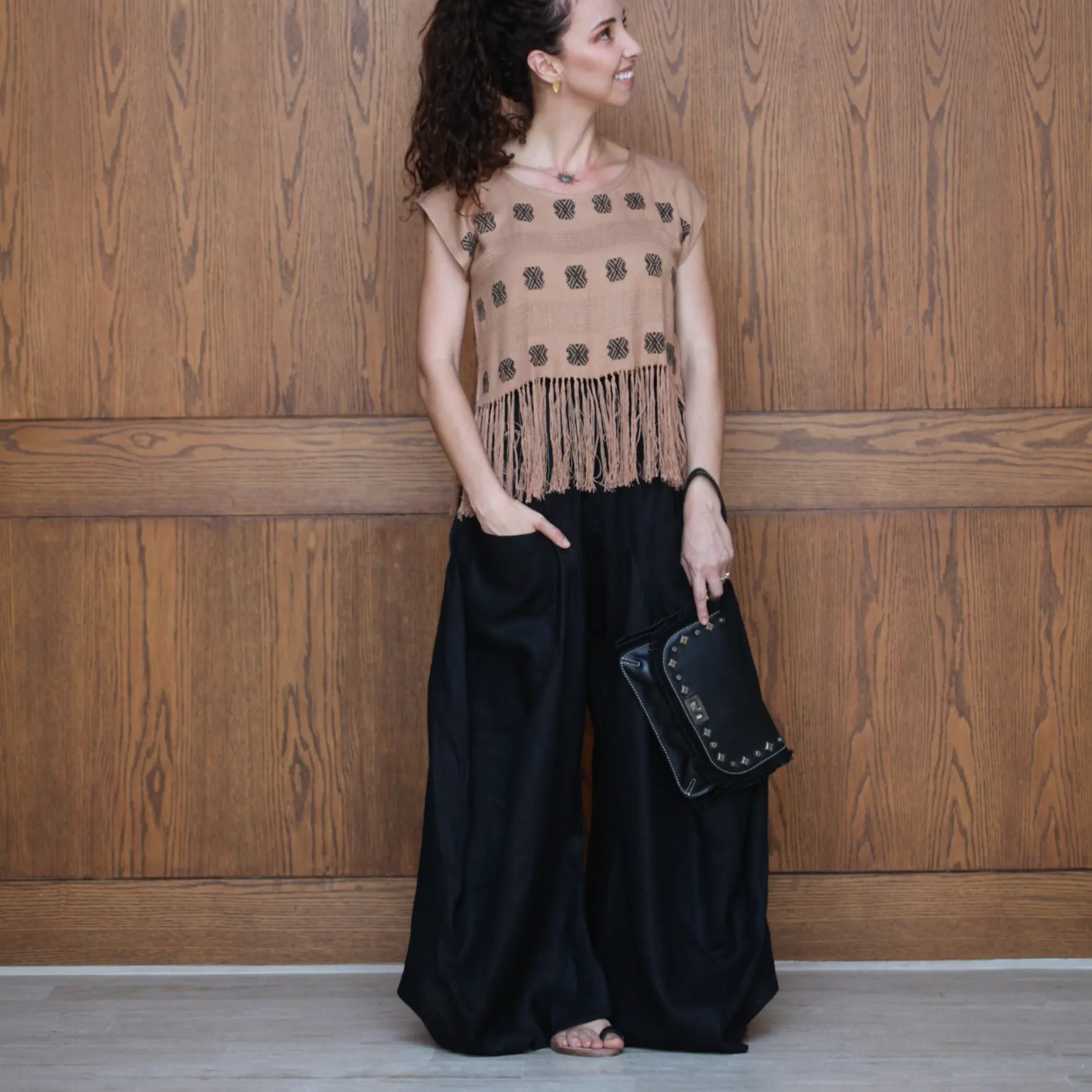 Wide Leg Linen Pants - Nudo