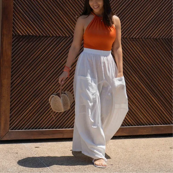 Wide Leg Linen Pants - Nudo