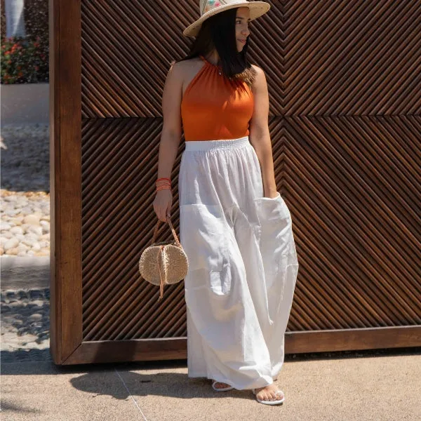 Wide Leg Linen Pants - Nudo