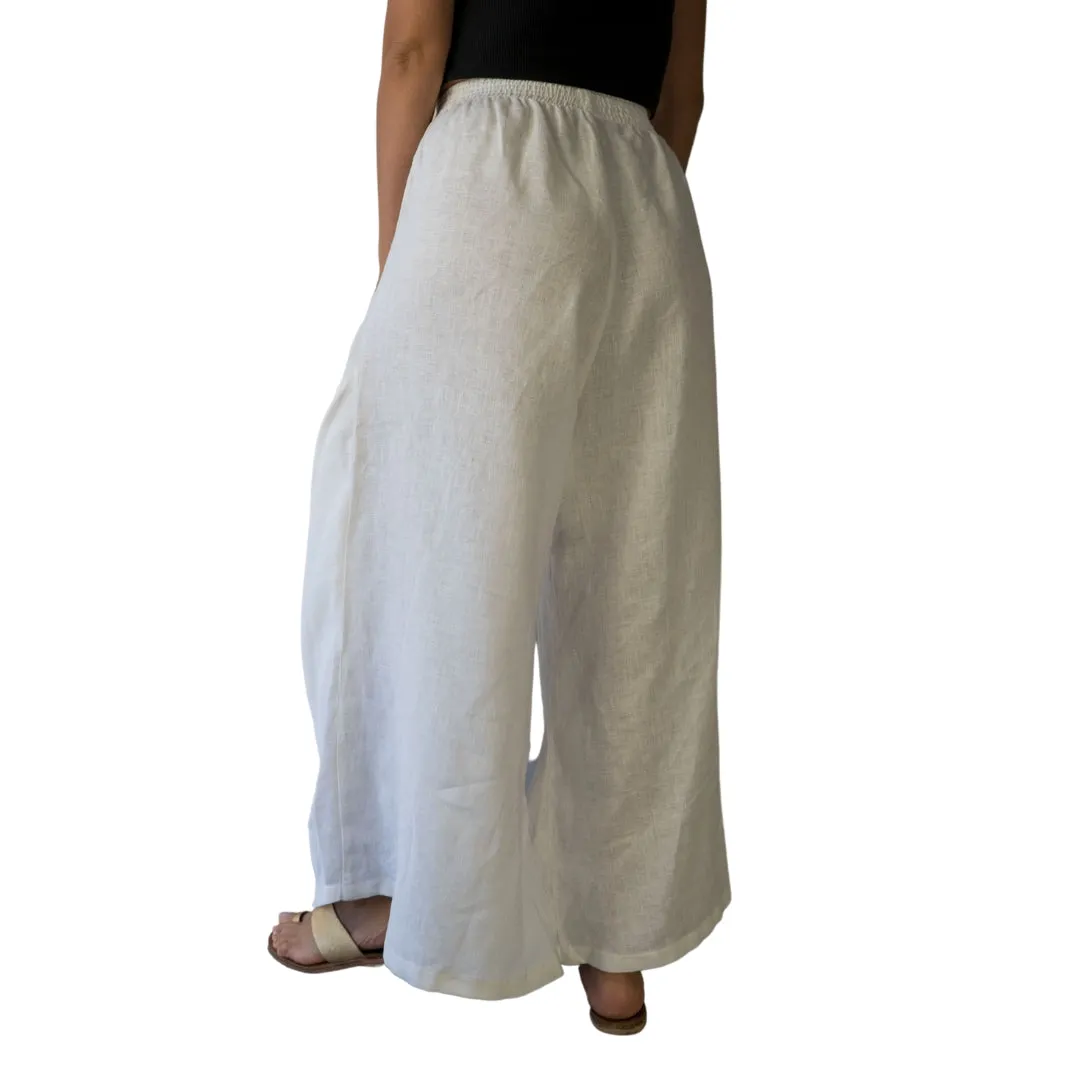 Wide Leg Linen Pants - Nudo