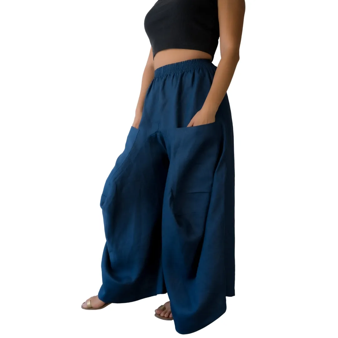 Wide Leg Linen Pants - Nudo