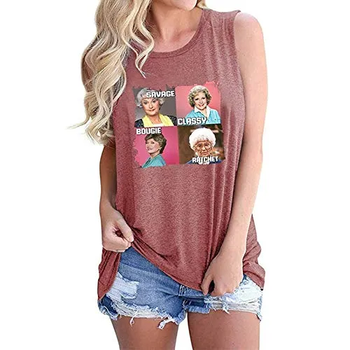 Women Savage Classy Bougie Ratchet Tank Top Golden Girls Shirt