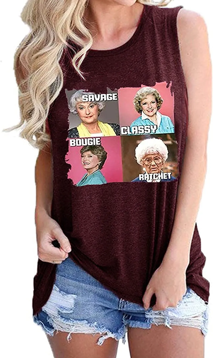 Women Savage Classy Bougie Ratchet Tank Top Golden Girls Shirt